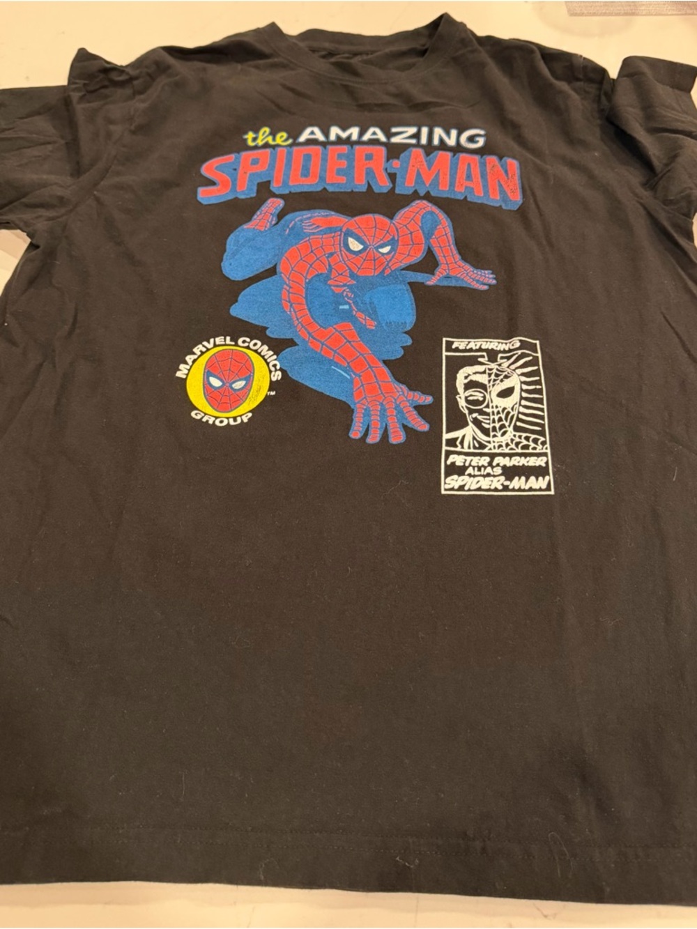 Marvel Black Tee with Silver Logo - Size L